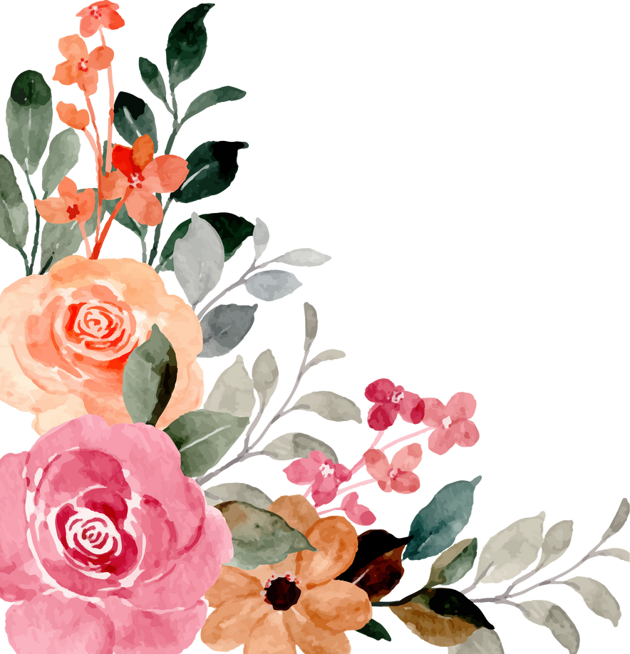 Watercolor Floral Border